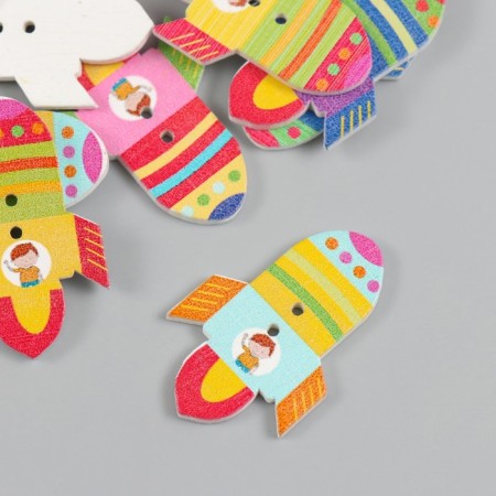 Buttons wood for creativity 2 punctures "rocket" set of 20 pcs 2.3x3.6 cm-1