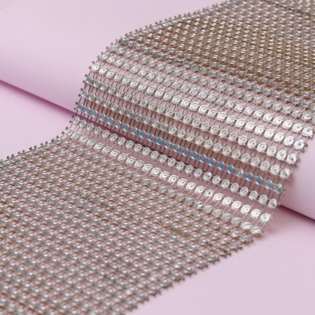 Ribbon with imitation of rhinestones, 12 cm, 9 ± 1 m, gold color-2