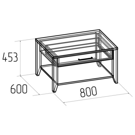 Journal table 16, 800 × 600 × 453 mm, white color / Blackwood satin-2