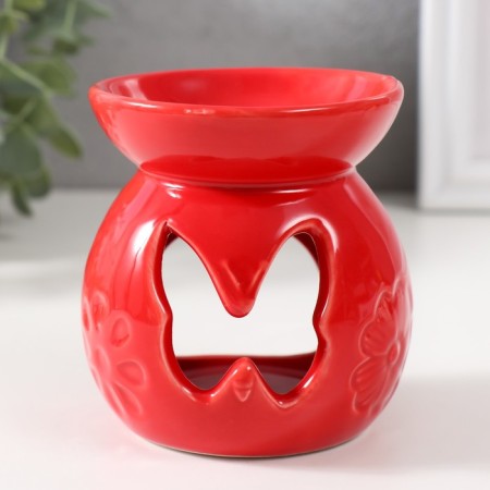 Aroma lamp ceramics "butterfly" red 7.2x7.2x8.9 cm