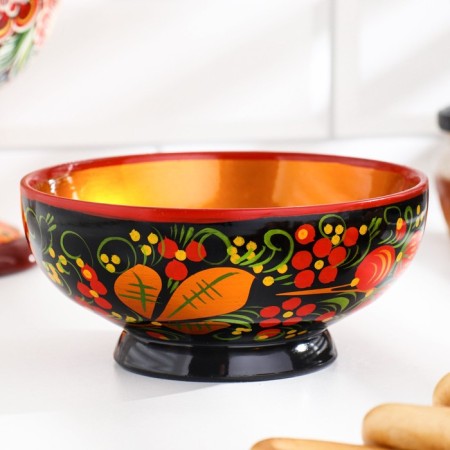 Salad bowl, medium, 14 × 7.5 cm, Khokhloma