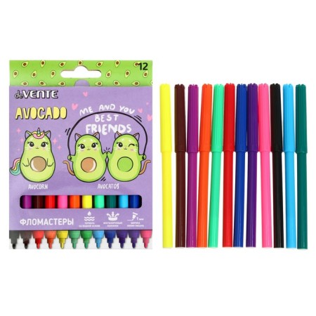 Flomasters of 12 colors Devente Pastel, with a ventilated cap, on a water -based, line width 4.6 mm