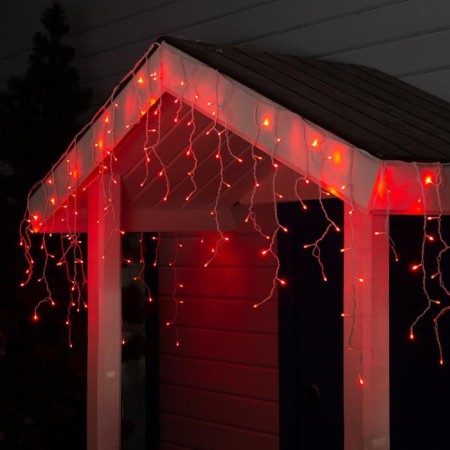 Garland "fringe" 3 × 0.6 m, IP44, UMS, white thread, 160 LED, red glow, 220 V