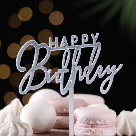 Topper "Happy Birthday", white gloss, give beautifully-1