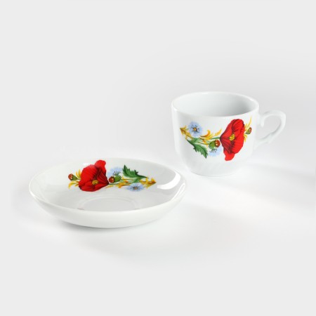Tea steam porcelain “red poppies”, 250 ml, d = 8.6 cm-1