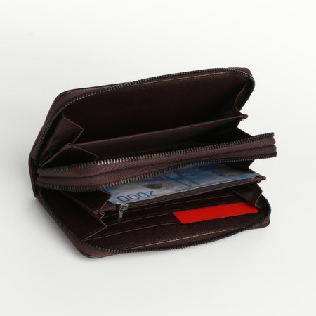 Male purse-clate on a zipper, brown color-3