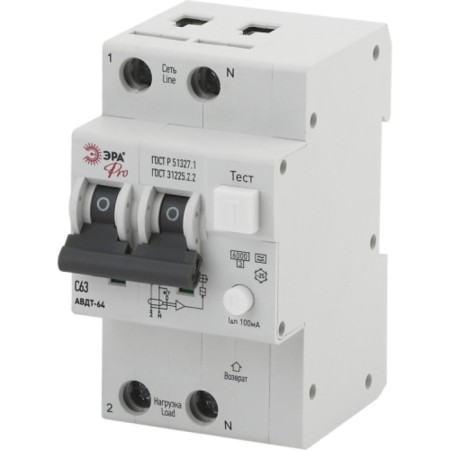 The automatic circuit breaker of the differential current ERA PRO NO-902-21 AVDT 64 C63 100a 1P+N Type A