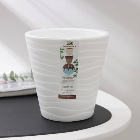 Kashpo for flowers with an insert "Valencia", 2 l, white color-4