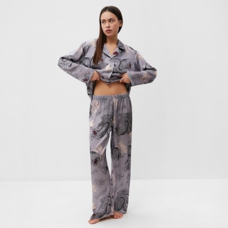 Female pajamas (shirt and trousers) KAFTAN "Dragon", size 52-54, gray-5