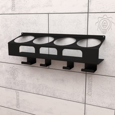 Holder for construction chemistry in banks, wall, with hooks, black-1