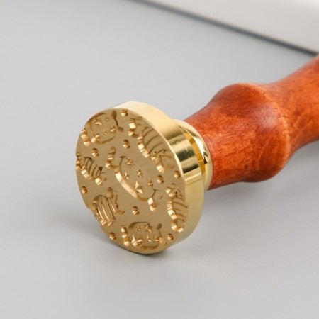 Printing for wax with a wooden handle "Fands" 9x2.5x2.5 cm-3