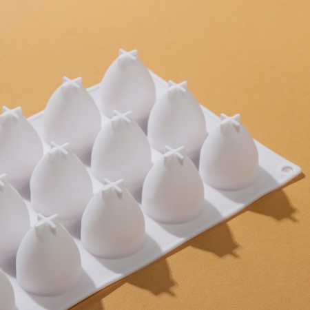 Form for mousse desserts and baking konfinetta "strawberries", silicone, 29 × 17 × 4 cm, 15 cells, white color-1