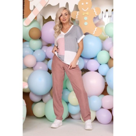 Female trousers, size 56, pink color
