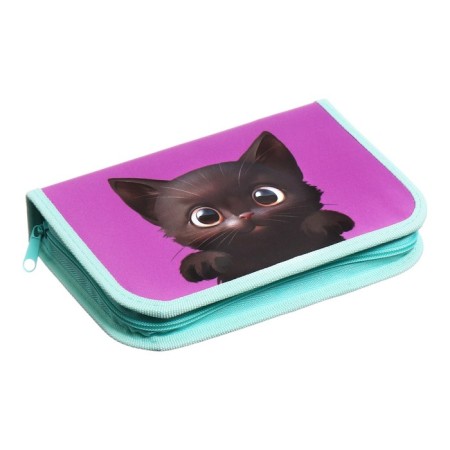 Penal 1 section 140 x 210 x 40 mm, folding pocket and cosmetic bag, fabric, calligrata top content "cat"-1