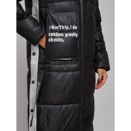 Coat insulated winter female, size 42, black color-11