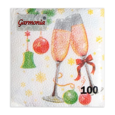 New Year's napkins Paper Harmony Multicoline "Champagne", 24*24 cm 100 sheets-1
