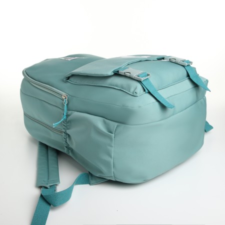 School backpack from textiles, 3 pockets, turquoise color-4