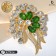 Brooch "Empress" luxury, white-green color in gold