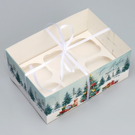 Box for Capcake "Happy New Year", Christmas tree, 23 x 16 x 10 cm, new year-1
