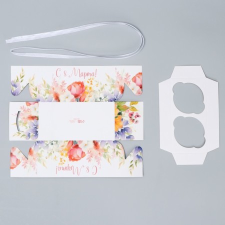 Capcake box, confectionery packaging, 2 cells “Flower Melody”, March 8, 16 x 8 x 7.5 cm-4