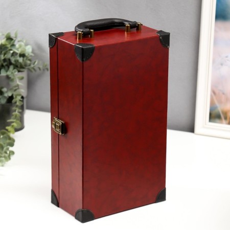 Casket wood, leatherette for a bottle "Bordeaux" 4 items 35.5x20x12 cm-7