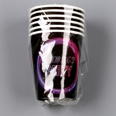 A single -single -paper glass "Neon", 250 ml, a set of 6 pieces-4