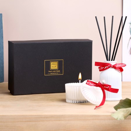 Set of diffuser 100 ml+candle 6x9 cm, jasmine, white-5