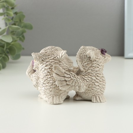 Figure "Owls read" 12x7x7cm, beige-3