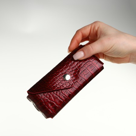 Pocket Key on the button, Textura, length 15 cm, ring, burgundy color-6