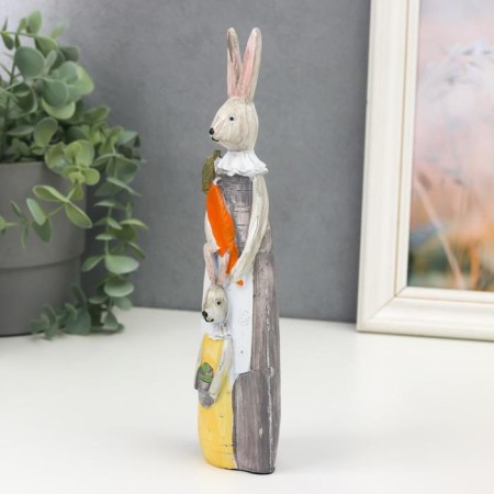 Polystone souvenir "Bunny with baby and carrot" 23x3.5x5.2 cm-2