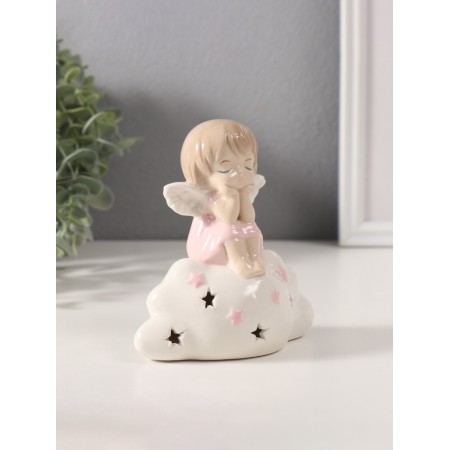 Souvenir Ceramics Light "Angel soap in pink on a cloud" 5.5x12x11 cm-2