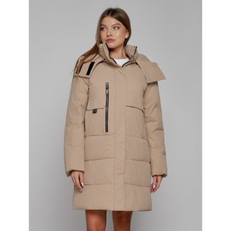 Coat insulated winter female, size 48, color light brown-8