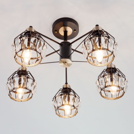 Lord 5x60W E14 chandelier, black 61x61x36 cm-1