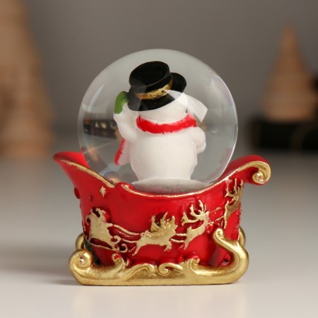 Souvenir Polystone Water Ball "New Year's train and sled" set of 4 pcs 24.7x4.5x6 cm-3