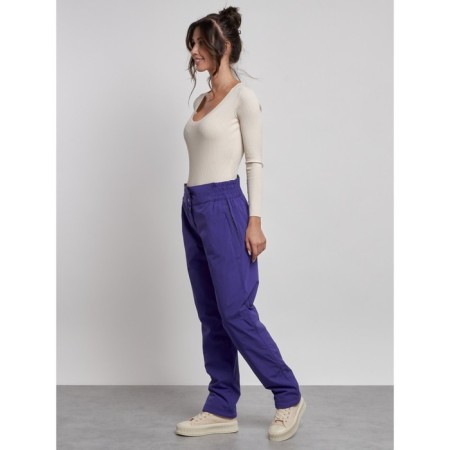 Warmed female trousers, size 50, purple color-14