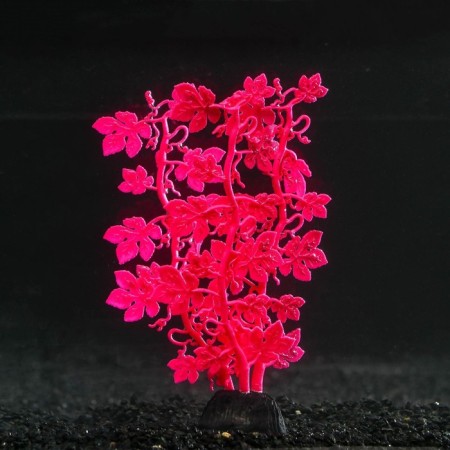 Silicone Aquarium plant, glowing in the dark, 6.5 x 18 cm, red