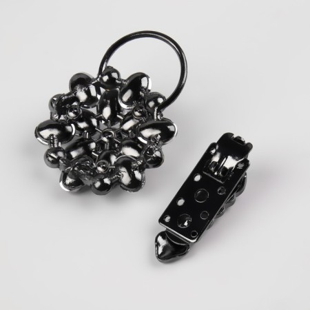 Decorative fastener "Glass Flower", 10.5 × 5 cm, black color-2