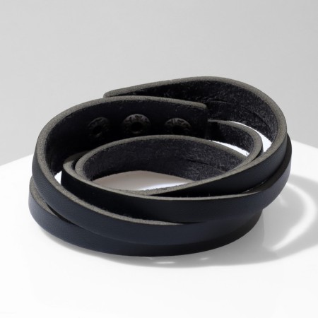 Unisex Bracelet "Carved", black color with black silver, 44 cm-1