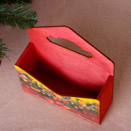 Wooden Kashpo "envelope, New Year No. 4", wooden pen, red, 20.5 × 18 × 6 cm-1