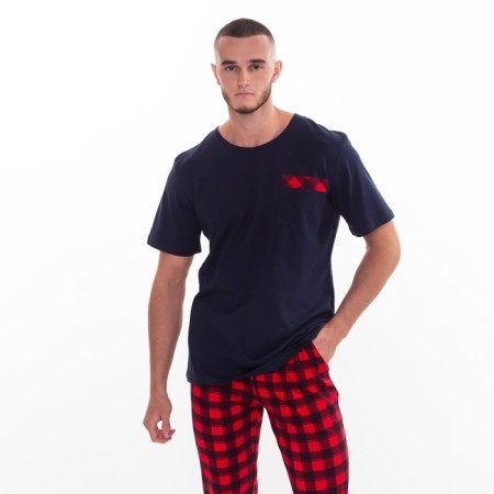 Male home -made costume (T -shirt and trousers), red color, size 62-3