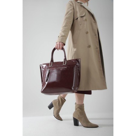 Luggage bag, external pocket, long belt, burgundy color-3