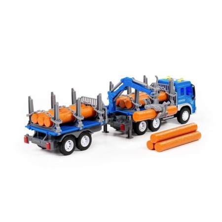 Lesozhot car inertial "City" with a trailer, light, sound, color blue-3