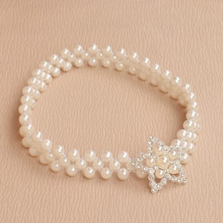 Picking for curtains "Star", pearls on elastic band, d = 4 cm, 2 × 43 cm, white color-1