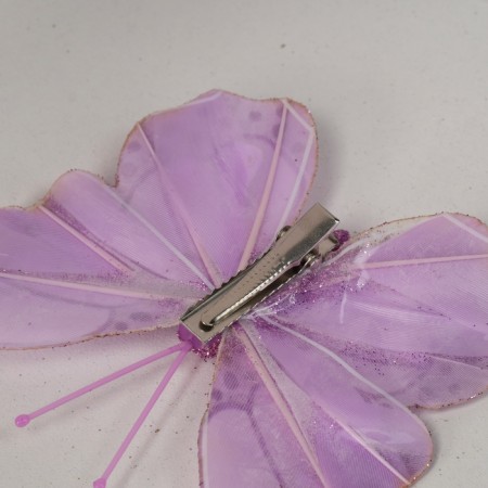 A butterfly for decor and floristry, on a clothespin, lilac, plastic, 1 pc., 9 cm-2