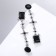 Hanging earrings with rhinestones "constellation" with geometry, black color in silver, 5.5 cm