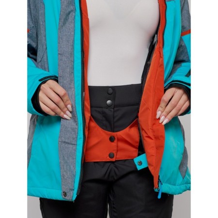 Ski jacket female winter, size 56, turquoise color-8