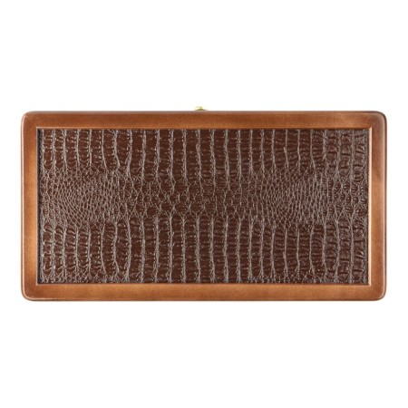 Wooden backgammon large, board game, 50 x 50 cm, crocodile, brown-1