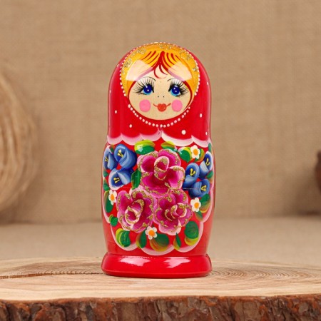 Tanya nesting doll, red dress, 5 doll, 16 cm-2