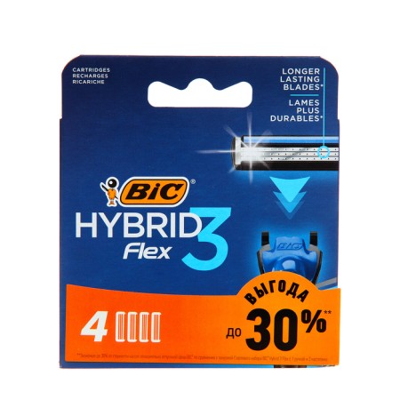 Replaceable cassettes BIC HYBRID 3 FLEX, 3 blades, 4 pcs.