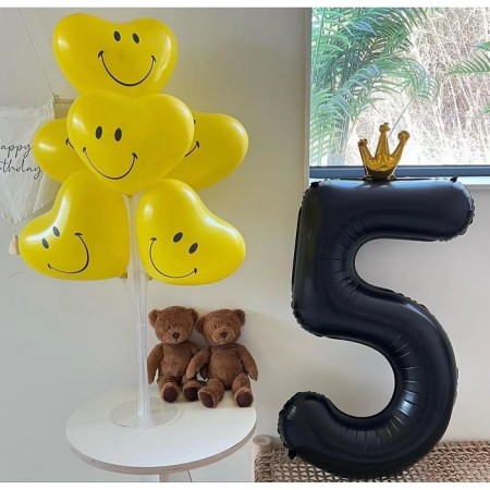 Foil ball 40 "" Number 5 with the crown ", the color is black-3